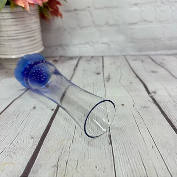 vtg Bormioli Rocco turandot hand blown colbolt Blue Glass Vase made in italy - Picture 2 of 9